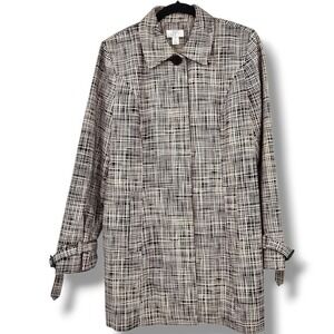 Ann Taylor LOFT Women's M Black Cream Cotton Blend Button‎ Front Jacket